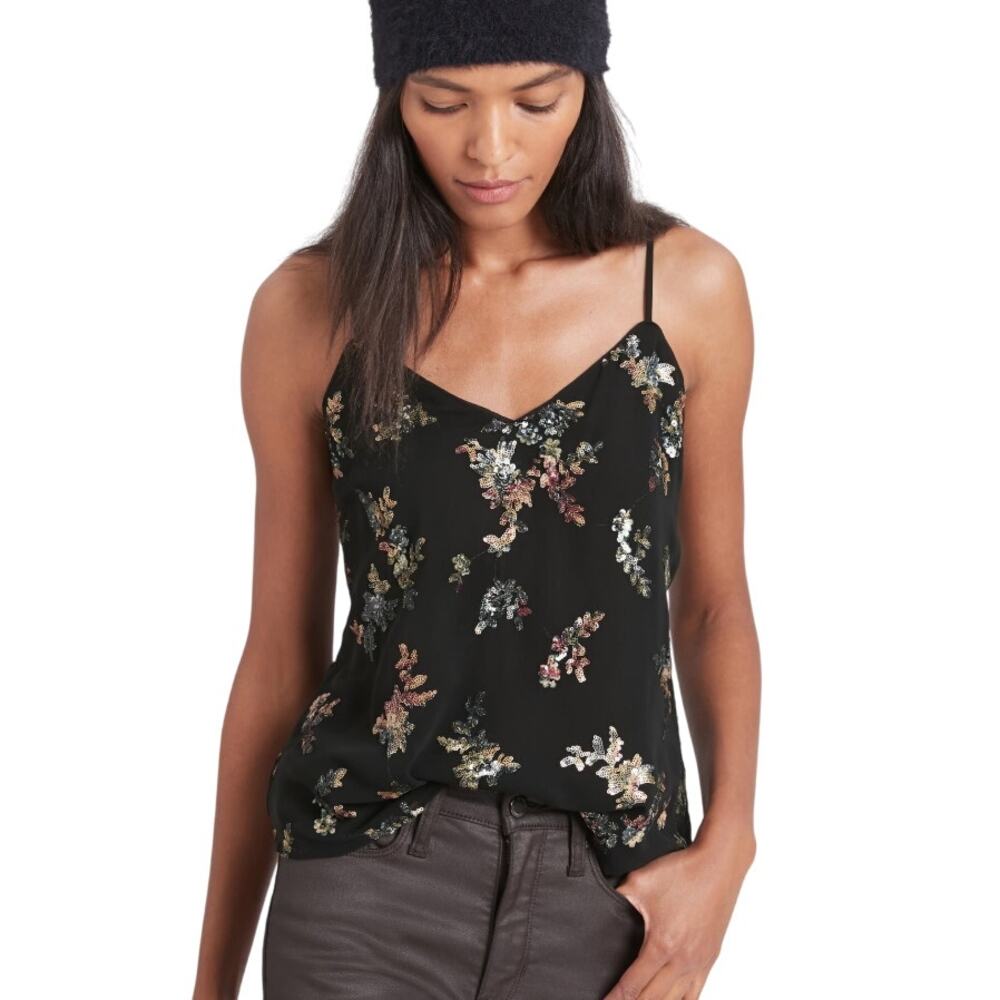 Banana Republic Floral Perfect Cami Sequin Tank Blouse Small Tall